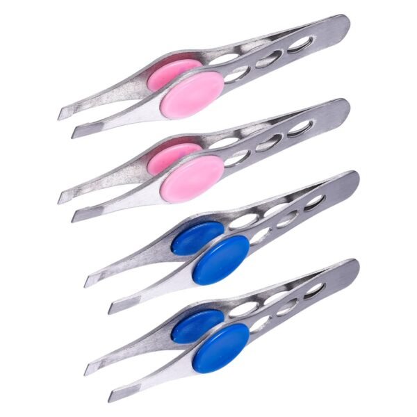 PTOOTP 4-Pack Eyebrow Tweezers Set, Stainless Steel, Multicolor